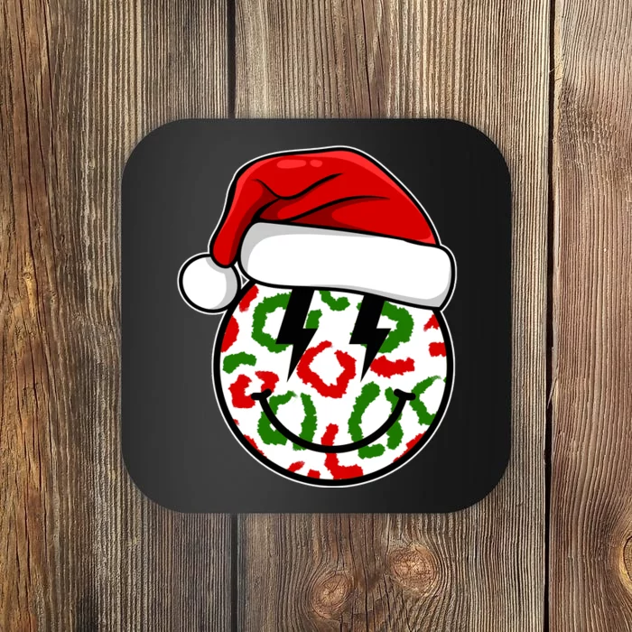 Smile Face Santa Christmas Retro Coaster