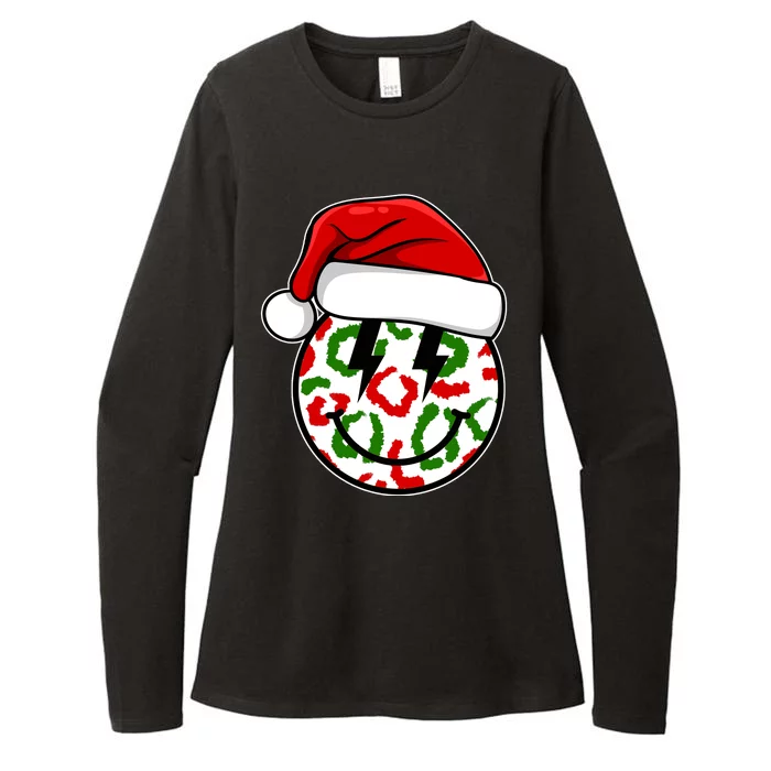 Smile Face Santa Christmas Retro Womens CVC Long Sleeve Shirt