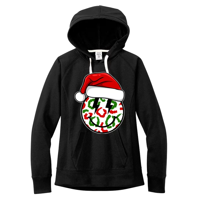 Smile Face Santa Christmas Retro Women's Fleece Hoodie