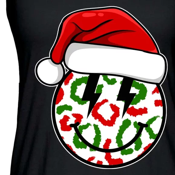 Smile Face Santa Christmas Retro Ladies Essential Flowy Tank