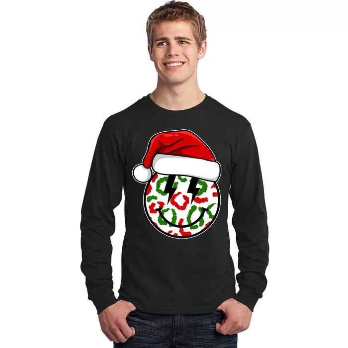 Smile Face Santa Christmas Retro Tall Long Sleeve T-Shirt