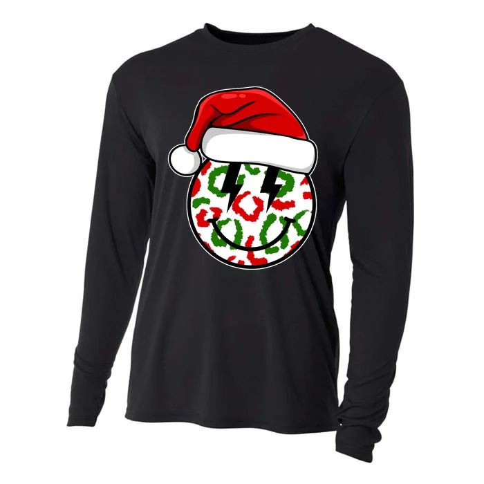 Smile Face Santa Christmas Retro Cooling Performance Long Sleeve Crew