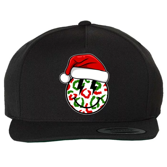 Smile Face Santa Christmas Retro Wool Snapback Cap