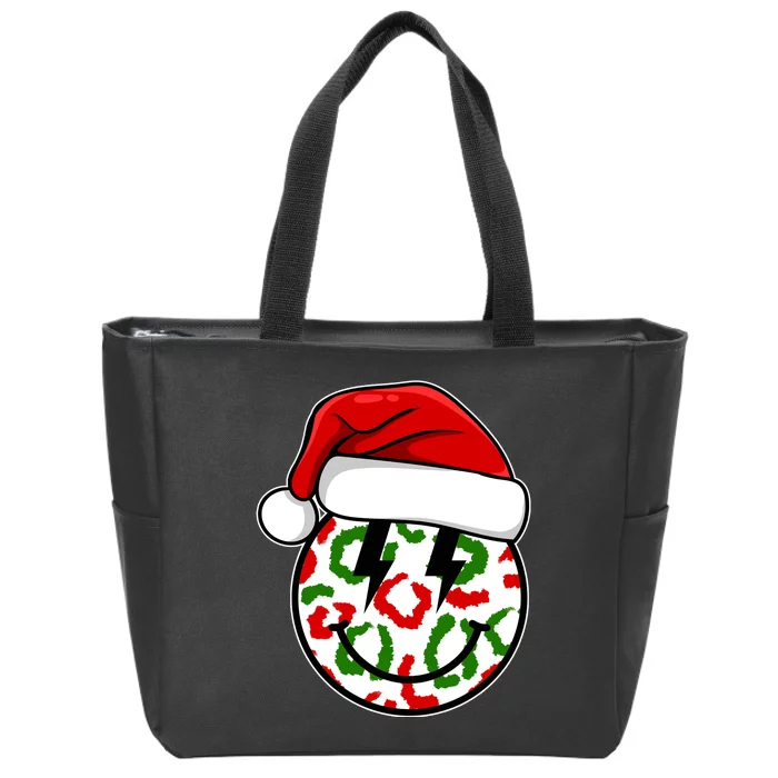 Smile Face Santa Christmas Retro Zip Tote Bag