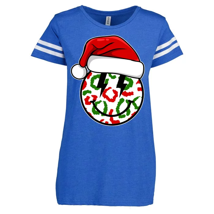 Smile Face Santa Christmas Retro Enza Ladies Jersey Football T-Shirt