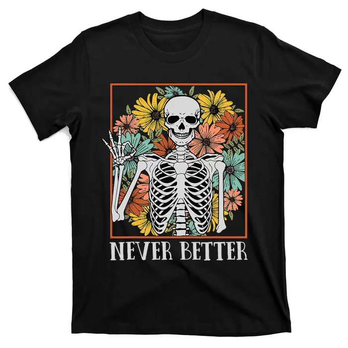 Spooky Floral Skull Halloween Delight T-Shirt