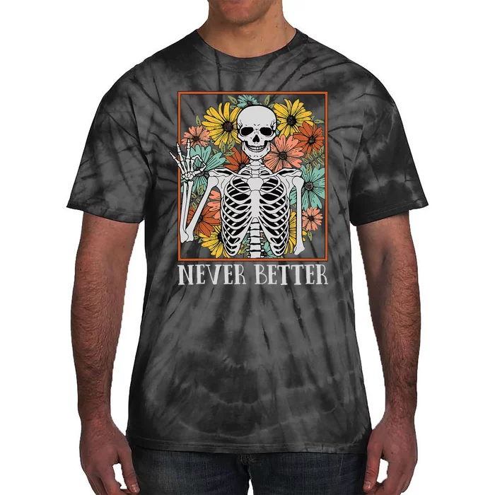 Spooky Floral Skull Halloween Delight Tie-Dye T-Shirt