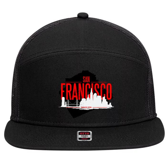 San Francisco Skyline 7 Panel Mesh Trucker Snapback Hat