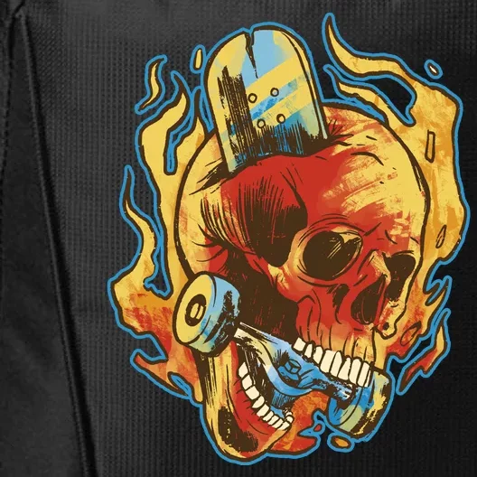 Skull Flame Skater City Backpack