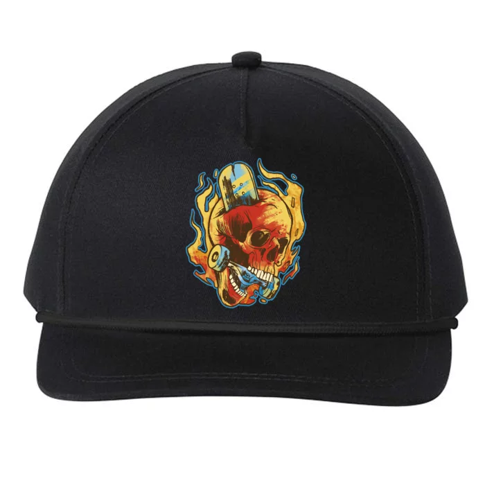 Skull Flame Skater Snapback Five-Panel Rope Hat