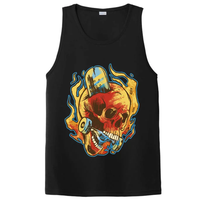 Skull Flame Skater Performance Tank