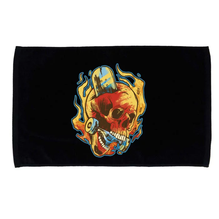 Skull Flame Skater Microfiber Hand Towel