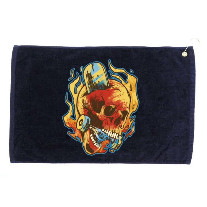 Skull Flame Skater Grommeted Golf Towel