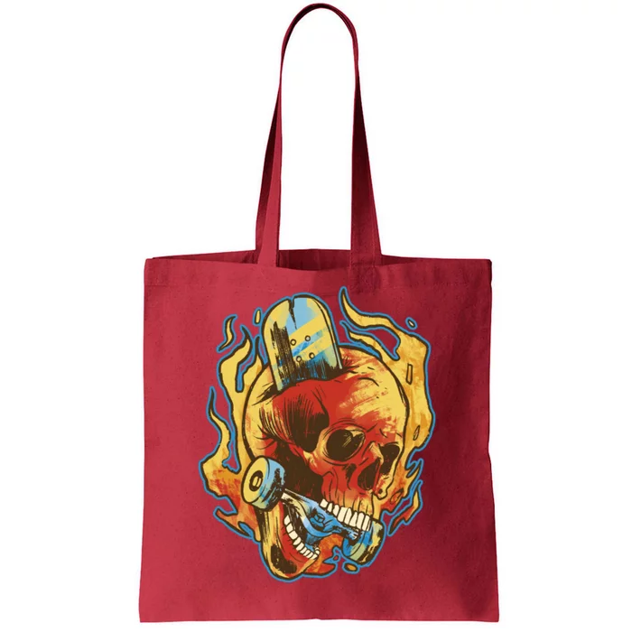 Skull Flame Skater Tote Bag