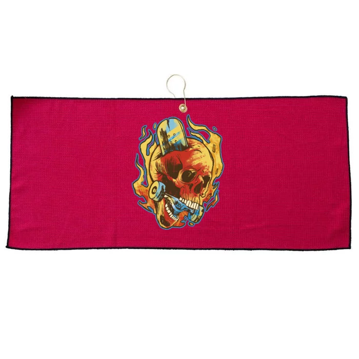 Skull Flame Skater Large Microfiber Waffle Golf Towel