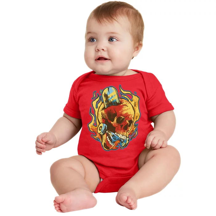 Skull Flame Skater Baby Bodysuit