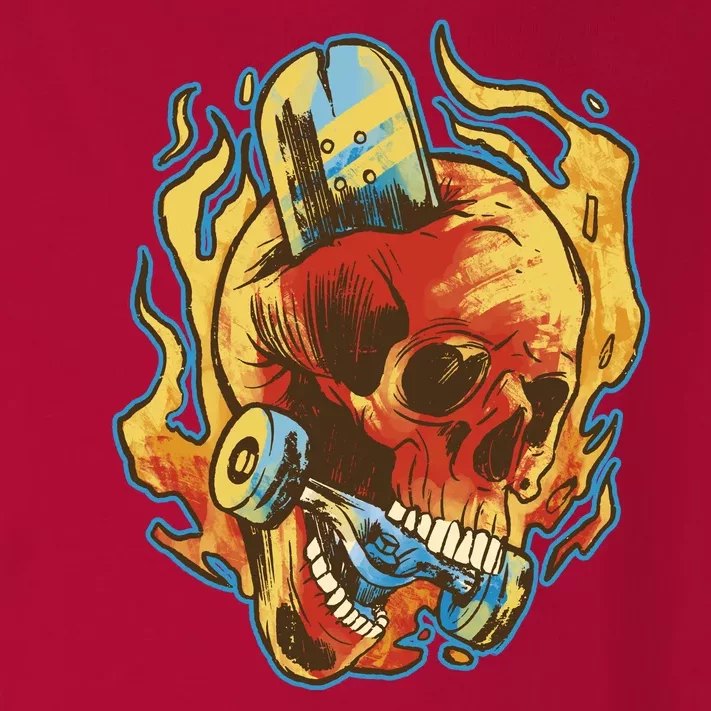 Skull Flame Skater Toddler Long Sleeve Shirt