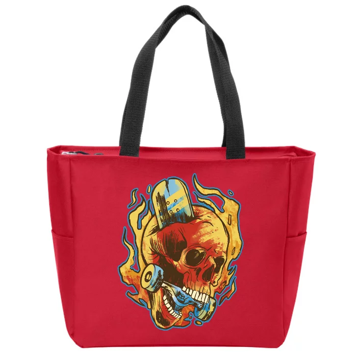 Skull Flame Skater Zip Tote Bag