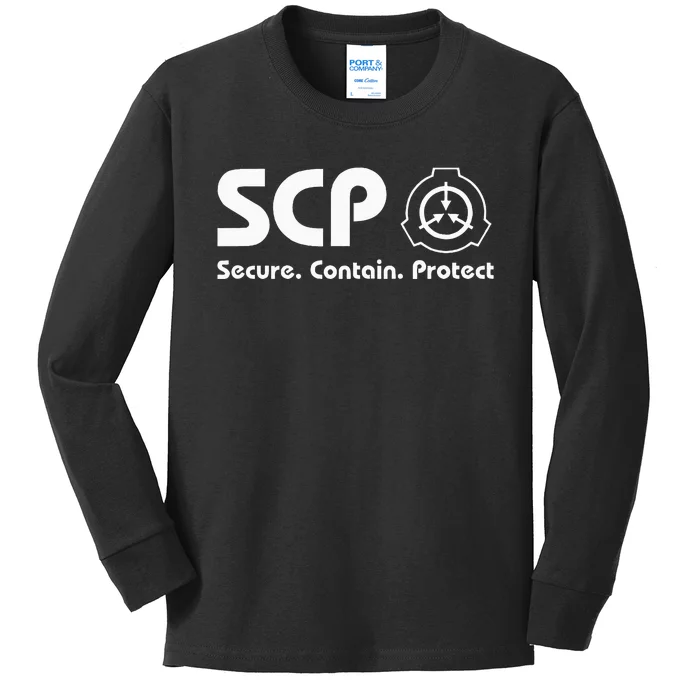 Scp Foundation Scp Secure Contain Protect Kids Long Sleeve Shirt