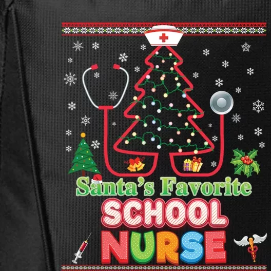 Santas Favorite School Nurse Christmas Tree Stethoscope Gift City Backpack