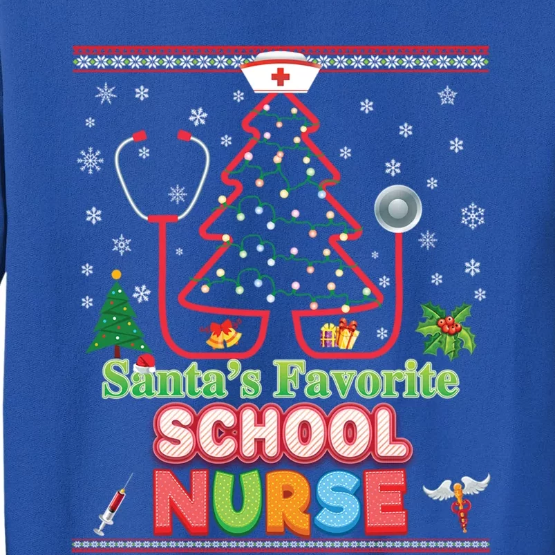 Santas Favorite School Nurse Christmas Tree Stethoscope Gift Sweatshirt