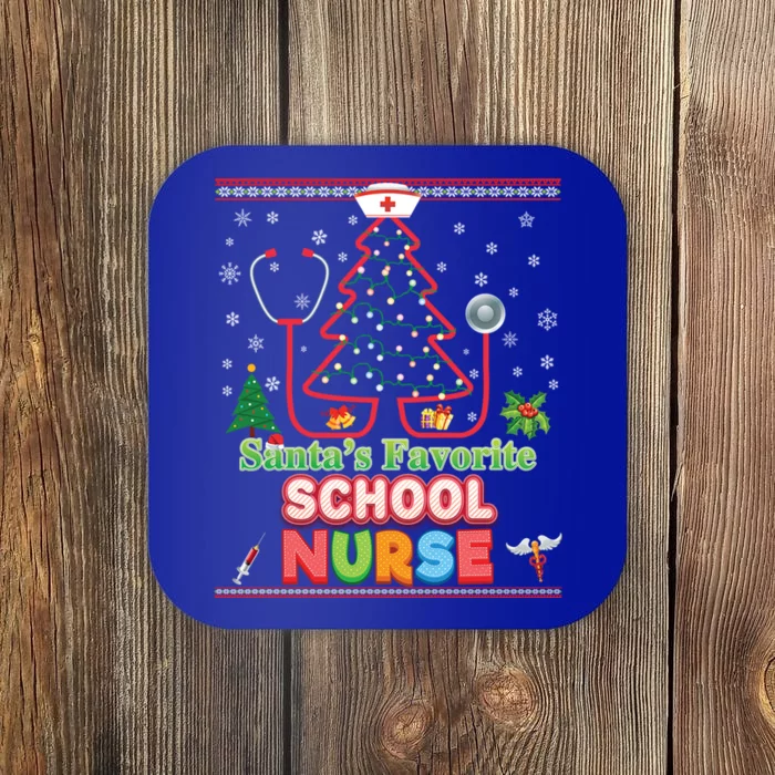 Santas Favorite School Nurse Christmas Tree Stethoscope Gift Coaster