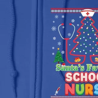 Santas Favorite School Nurse Christmas Tree Stethoscope Gift Full Zip Hoodie