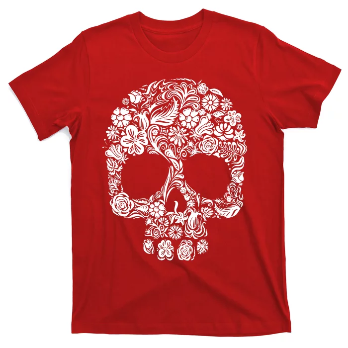 Skull Flowers Skull T-Shirt