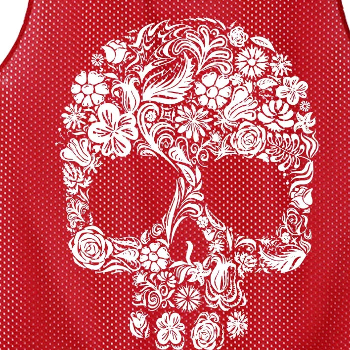 Skull Flowers Skull Mesh Reversible Basketball Jersey Tank