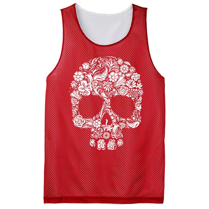 Skull Flowers Skull Mesh Reversible Basketball Jersey Tank