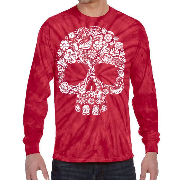 Skull Flowers Skull Tie-Dye Long Sleeve Shirt