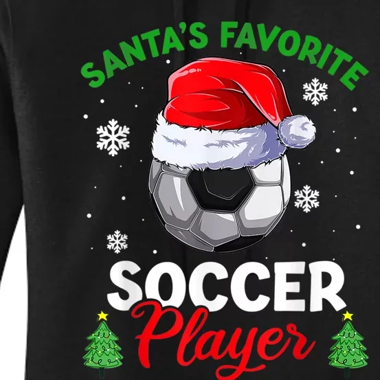 Santa's Favorite Soccer Player Christmas Pajama Women's Pullover Hoodie