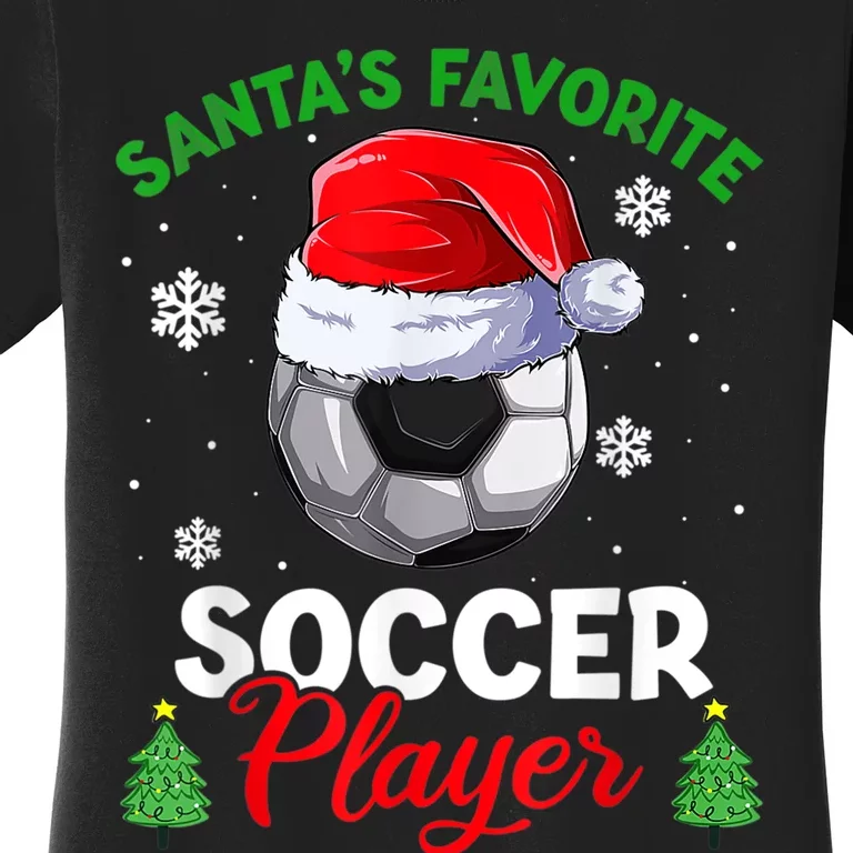 Santa's Favorite Soccer Player Christmas Pajama Women's T-Shirt