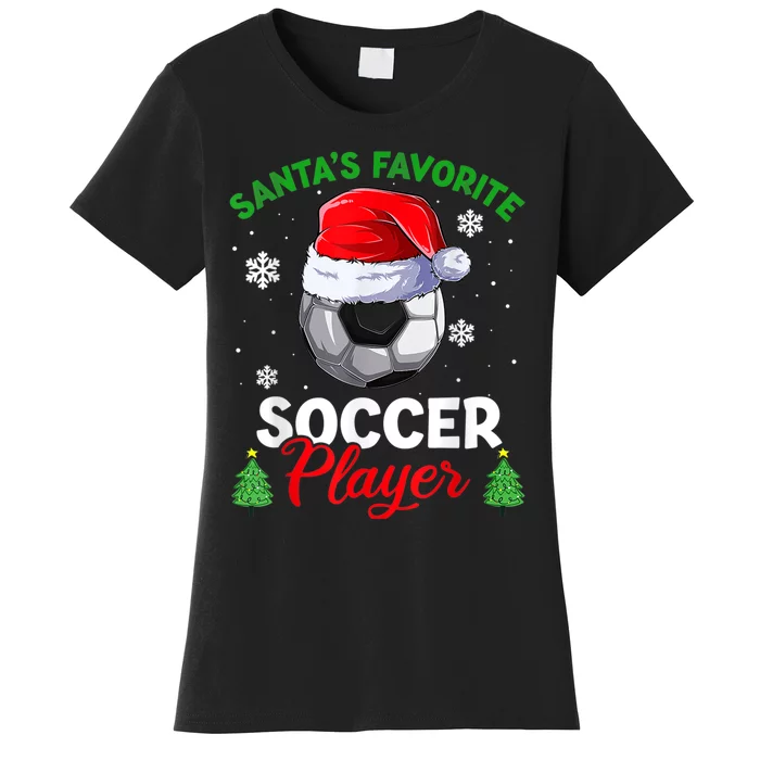 Santa's Favorite Soccer Player Christmas Pajama Women's T-Shirt