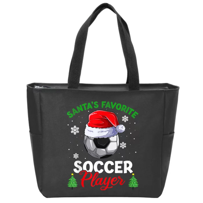 Santa's Favorite Soccer Player Christmas Pajama Zip Tote Bag