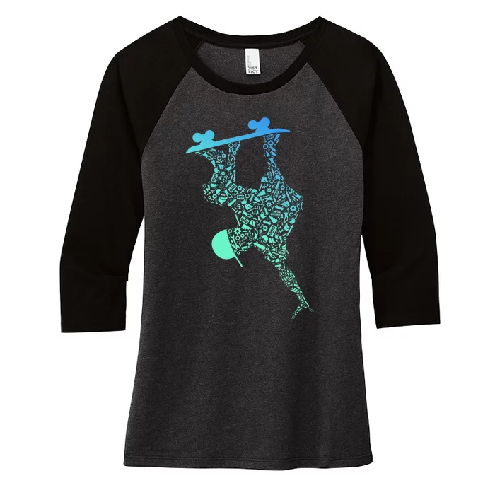 Skateboarding For Skater Gear Skateboard Women's Tri-Blend 3/4-Sleeve Raglan Shirt