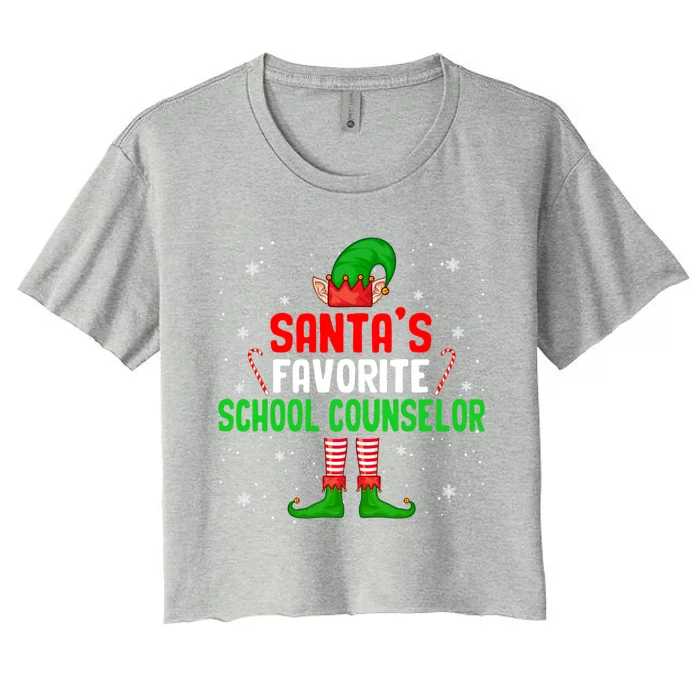 Santa's Favorite School Counselor Christmas Elf Family Group Cute Gift Women's Crop Top Tee