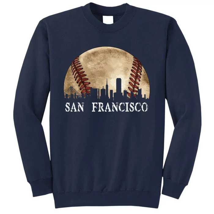 San Francisco Skyline City Vintage Baseball Lover Tall Sweatshirt