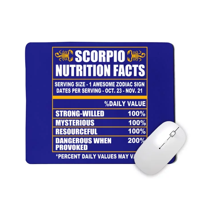 Scorpio Funny Scorpio Nutrition Facts Great Gift Mousepad