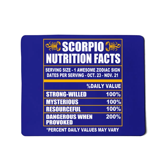 Scorpio Funny Scorpio Nutrition Facts Great Gift Mousepad