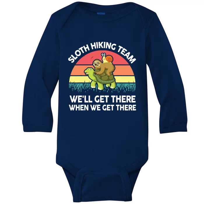 SlothShirt Funny Sloth Hiking Team Men Women Gift Hiking Baby Long Sleeve Bodysuit