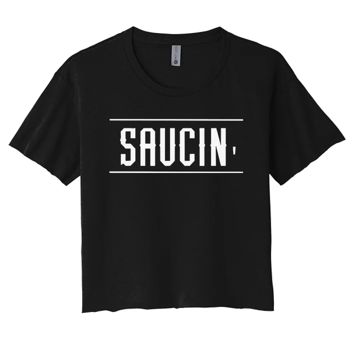 Saucin Funny Women's Crop Top Tee