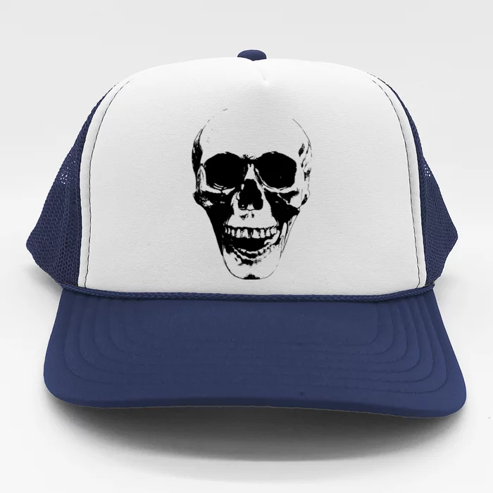 Skull Face Silhouette Grunge Rock Graphic Halloween Horror Trucker Hat