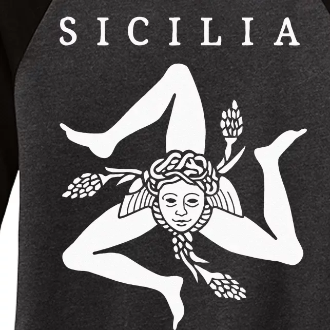 Sicilia Flag Sicily Palermo Italy Women's Tri-Blend 3/4-Sleeve Raglan Shirt