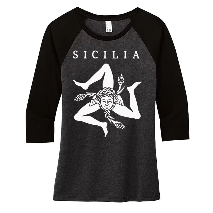 Sicilia Flag Sicily Palermo Italy Women's Tri-Blend 3/4-Sleeve Raglan Shirt