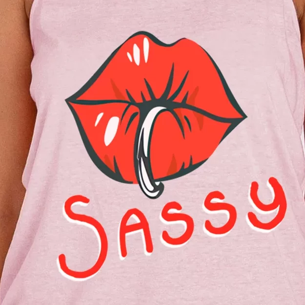 Sassy Fabulous Sarcastic And With Attitude Cute Ing Lips Gift Women's Knotted Racerback Tank