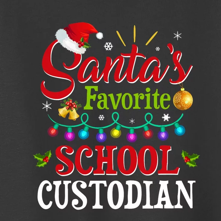 SantaS Favorite School Custodian Christmas Santa Hat Light Toddler T-Shirt