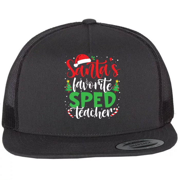 Santas Favorite Sped Teacher Christmas Santa Hat Light Flat Bill Trucker Hat