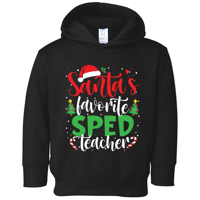 Santas Favorite Sped Teacher Christmas Santa Hat Light Toddler Hoodie