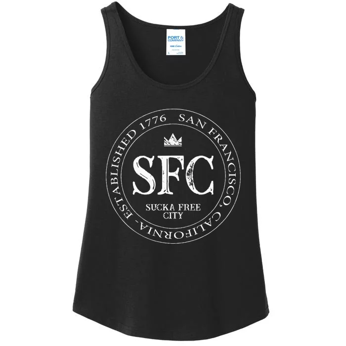 San Francisco Sucka Free City Sf Patch Badge Logo Ladies Essential Tank